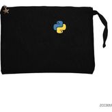 Python Yazılımcı Siyah Clutch Astarlı Cüzdan / El Çantası - 25x18cm