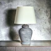 Qdec Vintage Seramik Abajur Rustik Modern Gri - Ekru