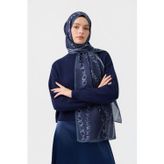 Qef Cotton Twill Şal Loop Line Lacivert