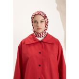 Qef Desenli Twill Eşarp Dama Kırmızı
