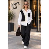 QİMYA BUTİK BEBE PLUS Kadın Triko Cepli ve Detaylı Arkası Uzun Pamuk GÖMLEK