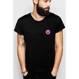 Qivi Amoled Flower 3 Baskılı Siyah Erkek Örme Tshirt