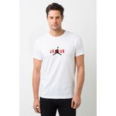 Qivi Basketci Logo Baskılı Beyaz Erkek Örme Tshirt