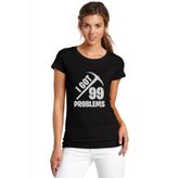 Qivi Got 99 Problems Baskılı Örme Siyah Kadın T-shirt