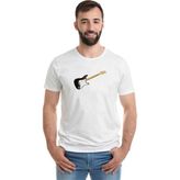 Qivi Stratocaster Howard Reed Black Gitar Music Baskılı Beyaz Erkek Örme T-shirt