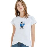 Qivi Undertale Sans Baskılı Beyaz Örme Kadın T-shirt