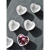 Qualitev 6lı Kalpli Porselen Sosluk Lokumluk 7 cm Kalp Sunumluk Mini Kase - Çok Renkli