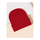 QUATEX Kırmızı Unisex Katlamalı Triko Düz Bere