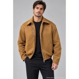 Quhox Erkek Süet Bomber Ceket - Camel
