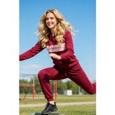 quilling Uzun Kol 22067 Kapüşonlu ve Kanguru Cepli Bordo Renk Kadın Spor Eşofman Takımı