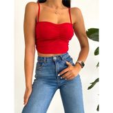 QUTTA Kadın Kırmızı Askılı Sandy Crop Bluz