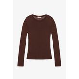 Quzu Bisiklet Yaka Basic Bluz Kahverengi