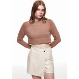 Quzu Crop Triko Kazak Vizon - Standart