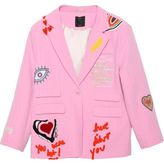 Quzu Nakış Detaylı Blazer Ceket Pembe