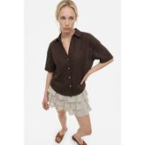 Quzu Transparan Oversize Kahverengi Kadın Gömlek GML02221