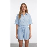 Quzu Transparan Oversize Mavi Kadın Gömlek GML02221 - Açık Mavi
