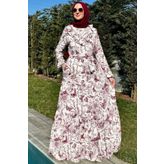 Rabia Şamlı Botanik Elbise Bordo