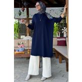 Rabia Şamlı Dora Triko Tunik Lacivert
