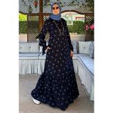 Rabia Şamlı Gül Mavi Çiçekli Elbise