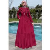 Rabia Şamlı Jale Elbise Bordo