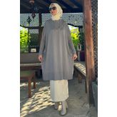 Rabia Şamlı Melda Triko Tunik Gri