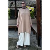 Rabia Şamlı Sevda Triko Tunik Bej