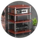 Raf Kayıt Standı, Katmanlı HIFI Kabin Standı MDF Plak Çalar Rafı Şok Absing Ayaklı Güç Amplifikatörü Rafı Kahverengi h 60x48x76 cm Ofiller ve Ev Sineması Sistemleri için Mükemmel
