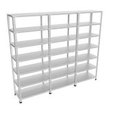 Rafburada 7 Katlı 3'lü Bitişik Galvaniz Çelik 43x93x200 cm Depo Arşiv Dosya Rafı