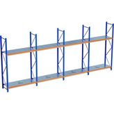 Raffar 2 Katlı 5li Bitişik Endüstriyel Depo Raf Sistemi – Hafif Yük Rafı - Çok Renkli - 60x600xH250CM