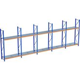 Raffar 2 Katlı 5li Bitişik Endüstriyel Depo Raf Sistemi – Hafif Yük Rafı - Çok Renkli - 80x900xH250CM