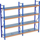 Raffar 4 Katlı 2li Bitişik Endüstriyel Depo Raf Sistemi – Hafif Yük Rafı - Çok Renkli - 60x180xH200CM
