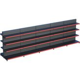 Raffar Antrasit Metal Çift Yönlü Orta Reyon 4 Katlı 5'li Birleşik Market Raf Sistemi | Market Rafı | G450CM Yükseklik H140 Cm| - Kırmızı - ölçü