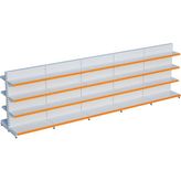 Raffar Beyaz Metal Çift Yönlü Orta Reyon 4 Katlı 5'li Birleşik Market Raf Sistemi | Market Rafı | G450CM Yükseklik H140 Cm| - Turuncu - ölçü