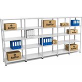 Raffar Galvaniz 5 Katlı 5li Birleşik Arşiv Raf Sistemi - Çelik Raf - Metal Raf - Gri - 31x375xH250CM