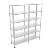 Raffar Galvaniz 6 Katlı 2li Birleşik Arşiv Raf Sistemi - Çelik Raf - Metal Raf - Gri - 43x120xH250CM