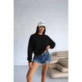 RAMİOR COLLECTION Kadın Siyah 2 İplik Oversize Basic Sweatshirt