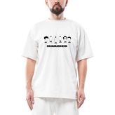 Rammstein Drawing 2 Oversize Beyaz Tişört - XL