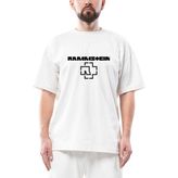 Rammstein Logo 5 Oversize Beyaz Tişört - XL
