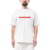 Rammstein Text Red Oversize Beyaz Tişört - L