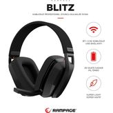 Rampage Blitz Wireless 2.4g+ Bluetooth Mikrofonlu Siyah Oyuncu Kulaklığı