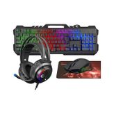 Rampage Fitment KM-GX7 Kablolu Gökkuşağı Aydınlatmalı Klavye + Mouse + Kulaklık + Mouse Pad siyah