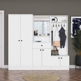 Rani EA152 Modern Çekmeceli Aynalı Raflı Askılı Portmanto Ayakkabılık Vestiyer Beyaz