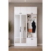 Rani Mobilya Rani EA166 Modern Portmanto 8 Kapaklı Aynalı Raflı Askılı Ayakkabılık Vestiyer Beyaz
