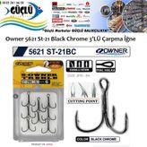 RAPALA İĞNESİ Owner 5621 St-21 Black Chrome 3’LÜ İğne No:4