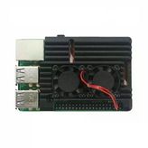 Raspberry Pi 4B Cift Fanli Siyah Metal Aluminyum Kutu