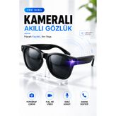 RAYLAX Kameralı Akıllı Güneş Gözlüğü 1080P Full HD 8MP Yapay Zeka Destekli Bluetooth Arama Sesli Komut