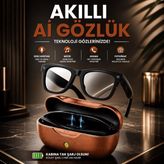 Raylax Kameralı Yapay Zeka Akıllı Aı Gözlük Bluetooth Sesli Asistanlı Kameralı Müzik ve Arama Özellikli Şarj Kutulu - Siyah