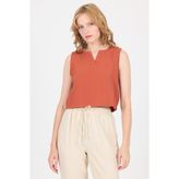 Rays Kiremit V Yaka Kolsuz Crop Bluz 8027