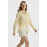Rays Sarı Cepli Çizgili Oversize Gömlek 5449 - Standart