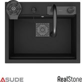 Real Stone Realstone Angel Akıllı Granit Evye + Aksesuar Set Siyah
